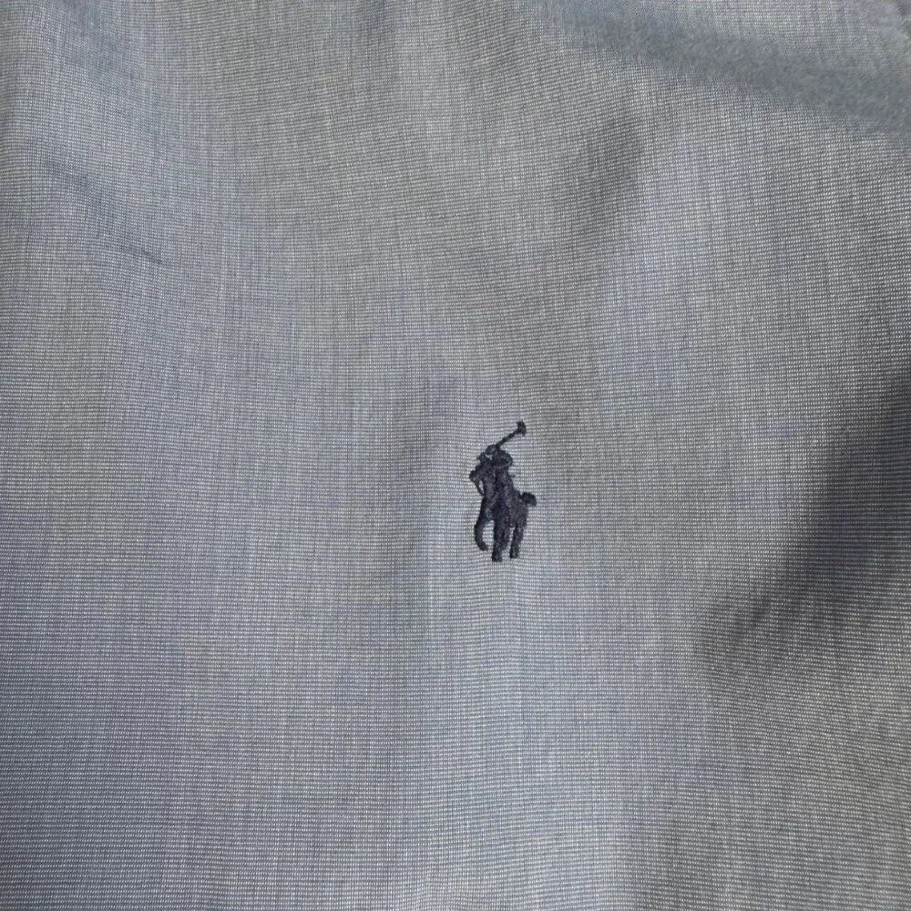 Ralph Lauren Mens Blue Long-Sleeve Button-Down Shirt Large Cotton Stretch Preppy